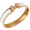Hermes Clic H Bangle Enamel Bracelet Clac Pink Gold White