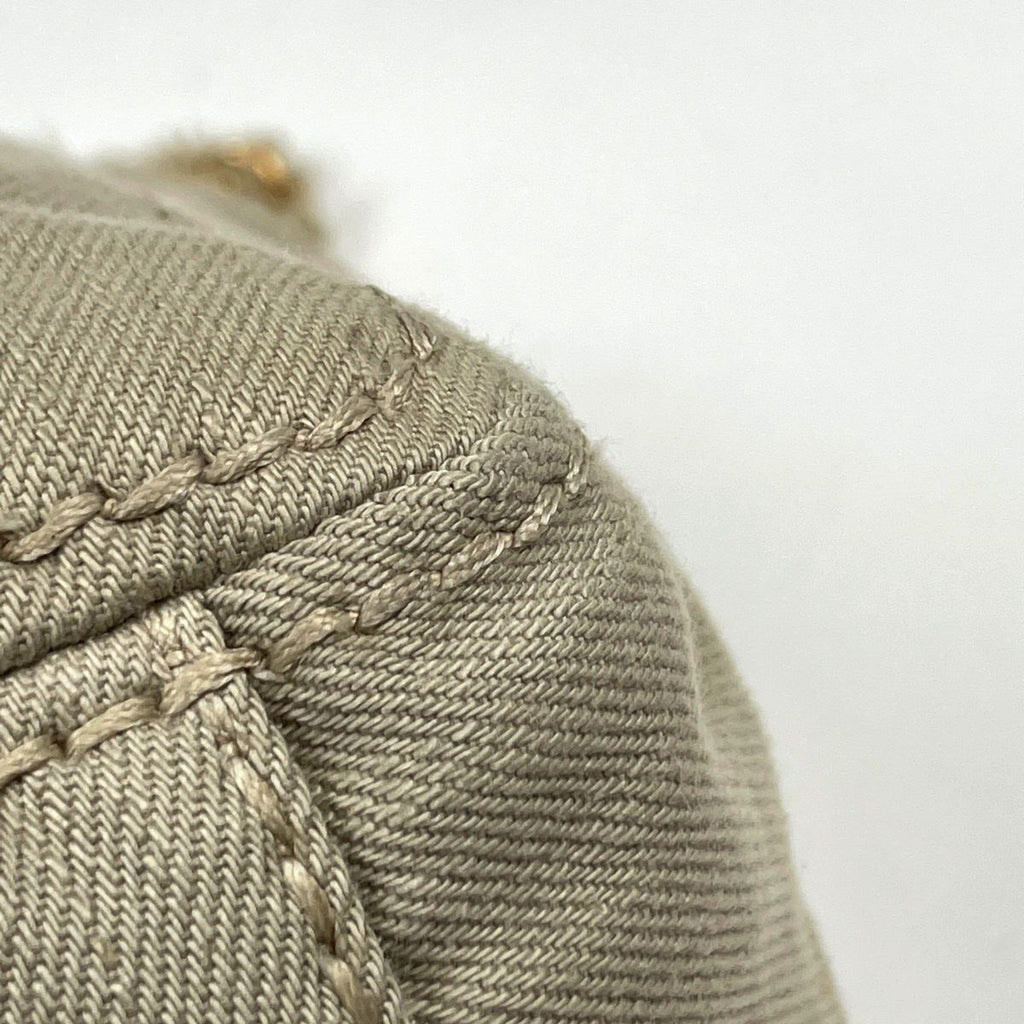 Prada Shoulder Bag Logo Chain Canvas Beige — view 3