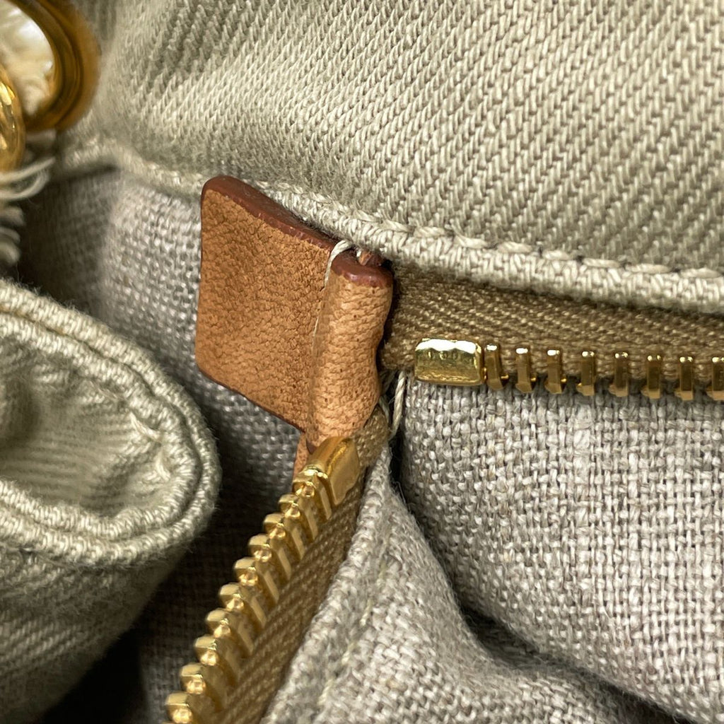 Prada Shoulder Bag Logo Chain Canvas Beige — view 6