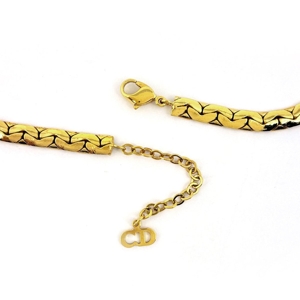 Dior Necklace Choker Rhinestone Gold — view 3