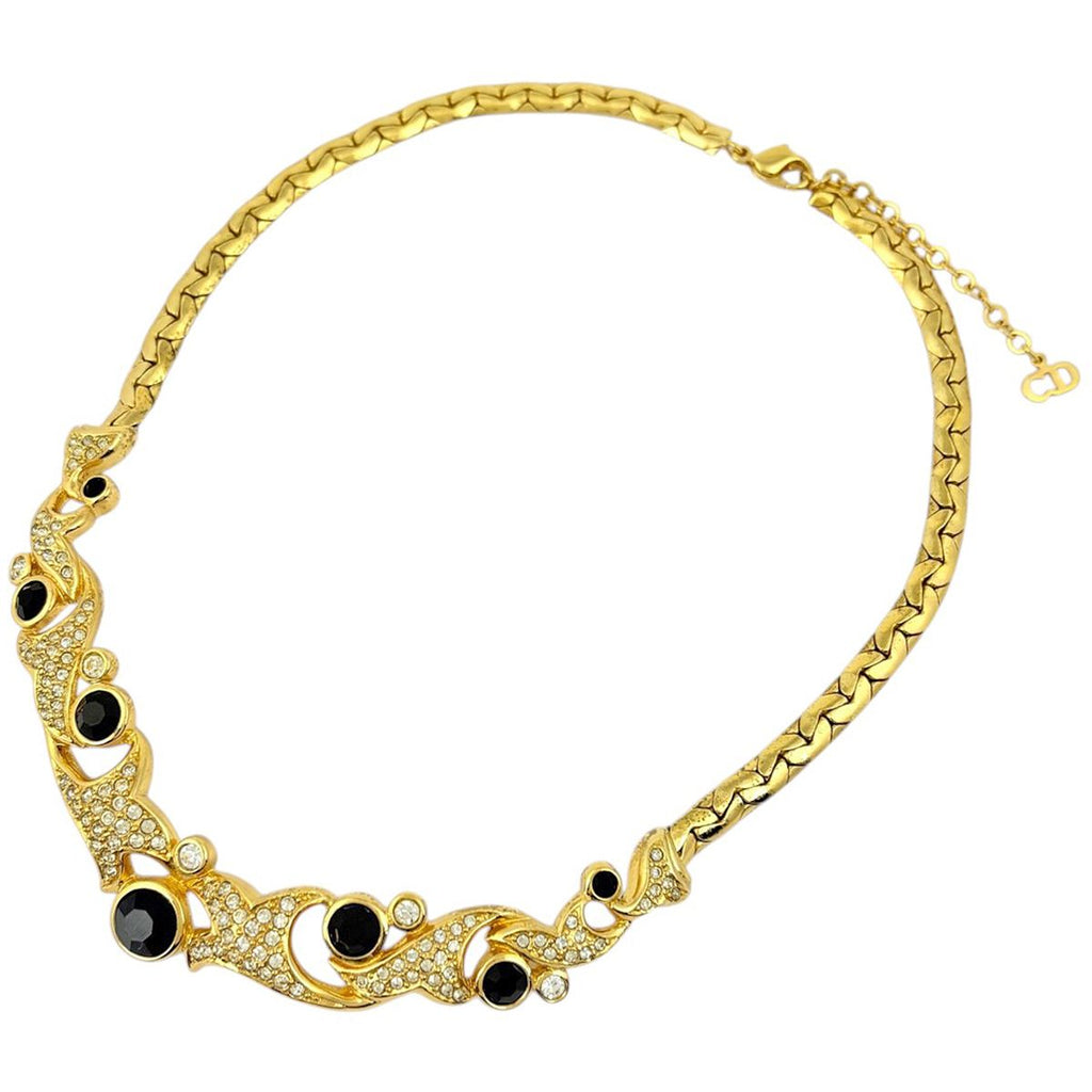 Dior Necklace Choker Rhinestone Gold