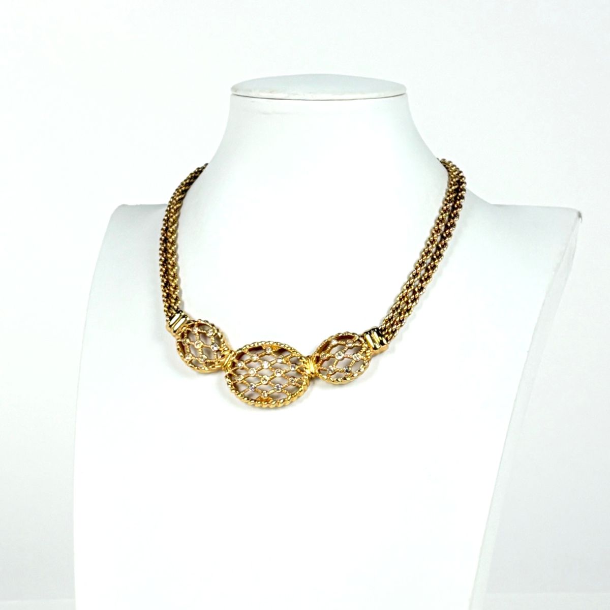 Dior Necklace Rhinestone Gold — view 4