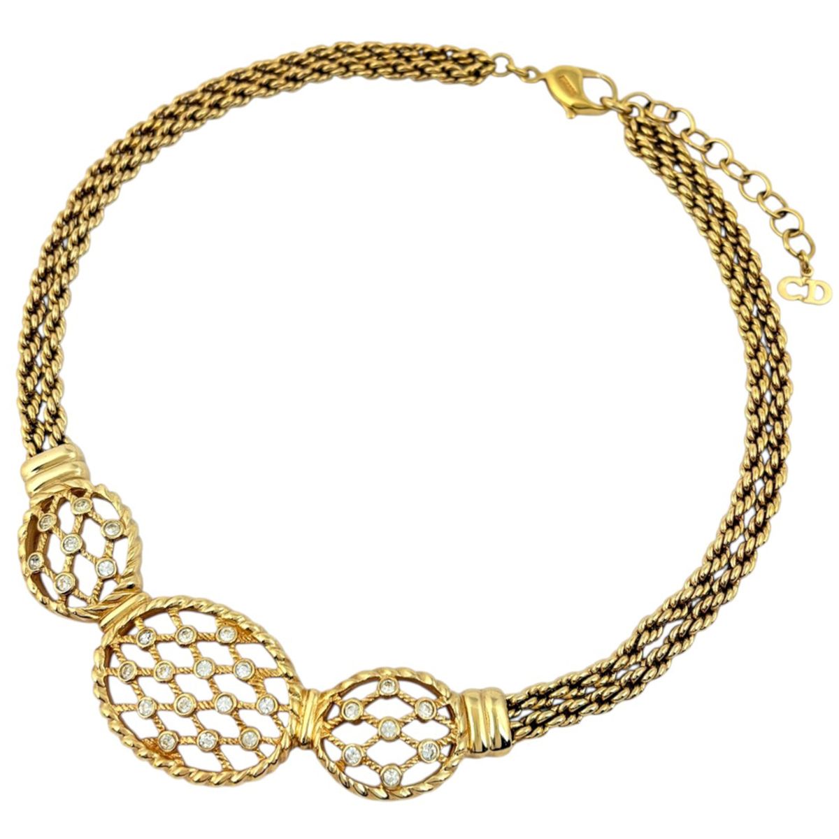 Dior Necklace Rhinestone Gold