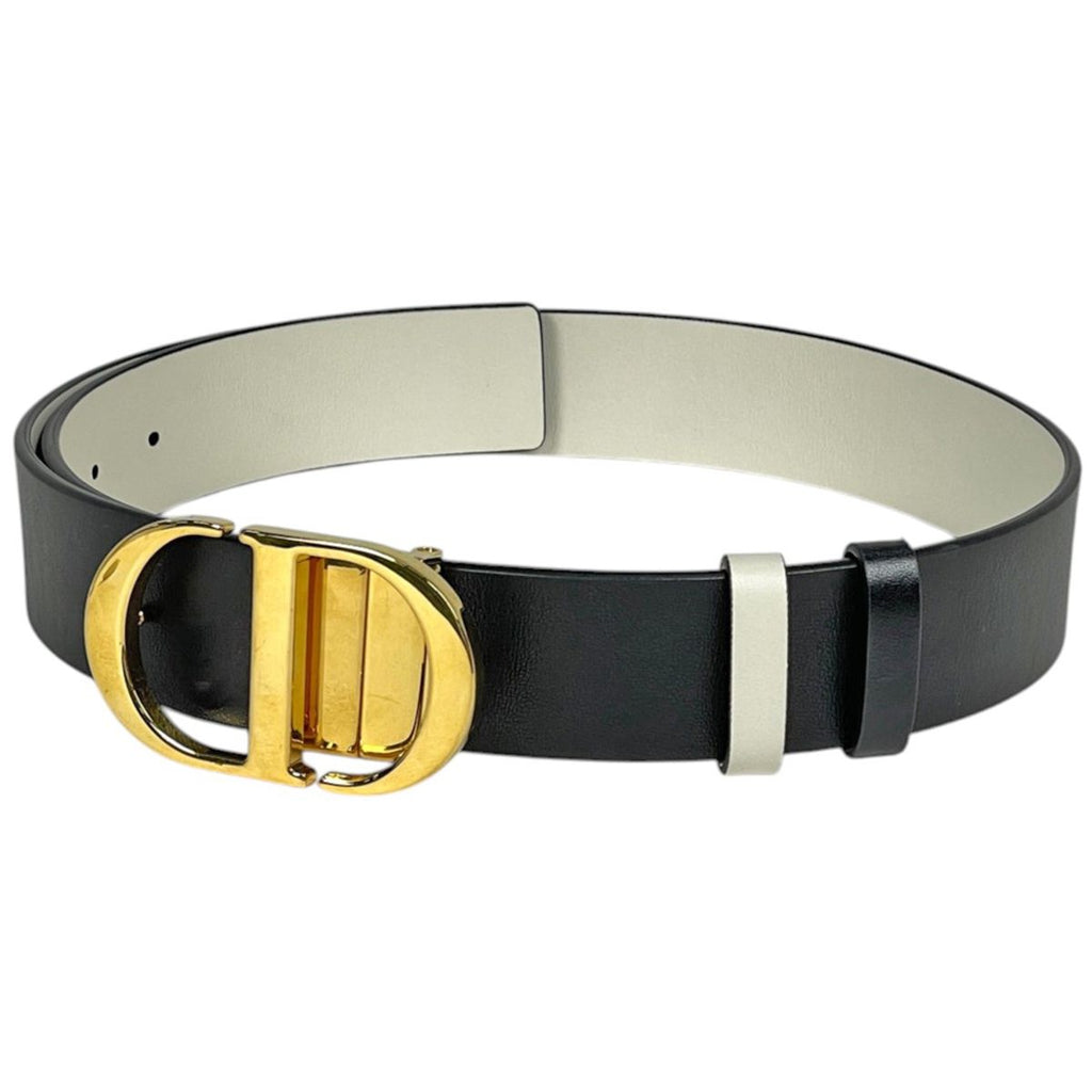 Dior 30 Montaigne Reversible Belt Leather Black White