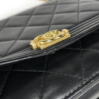 Chanel Shoulder Bag Boy Chain Wallet Quilted Leather Black — view 4
