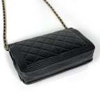 Chanel Shoulder Bag Boy Chain Wallet Quilted Leather Black — view 2