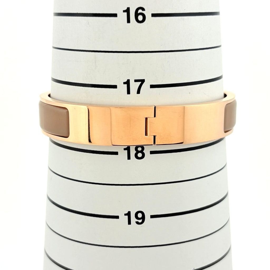 Hermes Clic H Bangle Enamel Bracelet Clac Gold Plated Brown — view 4