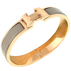 Hermes Clic H Bangle Enamel Bracelet Clac Gold Plated Brown