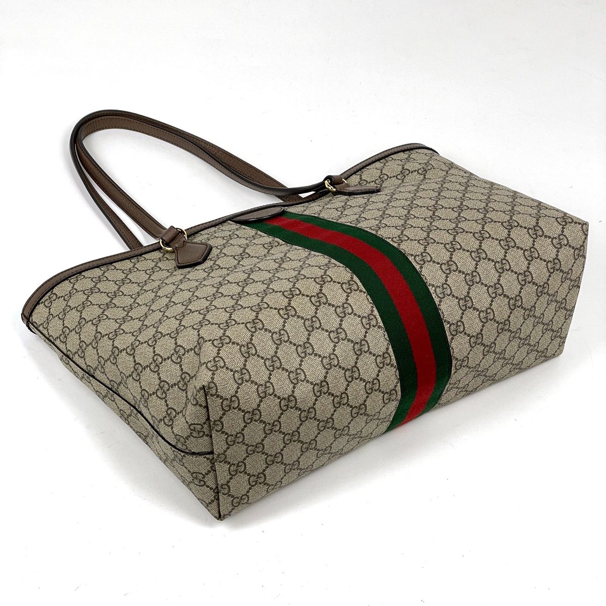 Gucci Ophidia GG Medium Tote Bag Sherry Line Web Supreme Brown — view 2