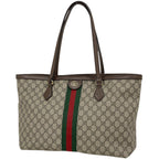 Gucci Ophidia GG Medium Tote Bag Sherry Line Web Supreme Brown
