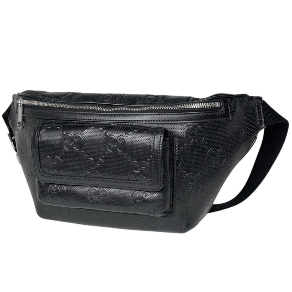 Gucci Belt Bag GG Embossed Bag Leather Black