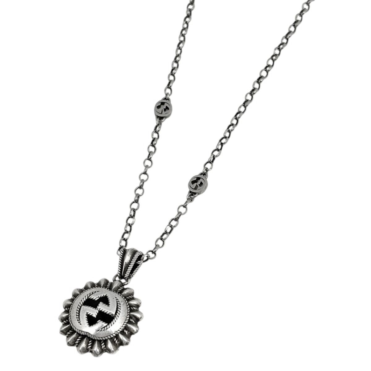 Gucci Necklace Interlocking G Flower 925 Sterling Silver