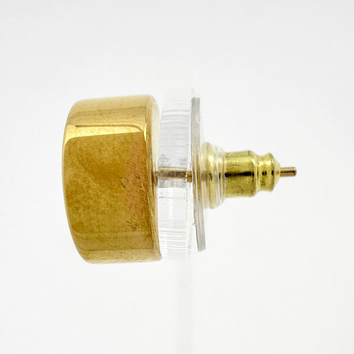 Chanel Earrings CC Logo Round Gold Plated Black — view 2