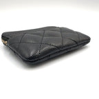 Chanel CC Logo Quilted Coin Purse Caviar Leather Black Wallet Gold — view 5