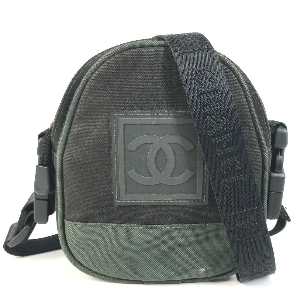 Chanel Shoulder Bag CC Logo Canvas Black