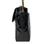 Chanel Shoulder Bag Quilted Black Gold Chain Flap Pocket Leather — view 4