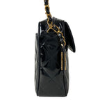 Chanel Shoulder Bag Quilted Black Gold Chain Flap Pocket Leather — view 2