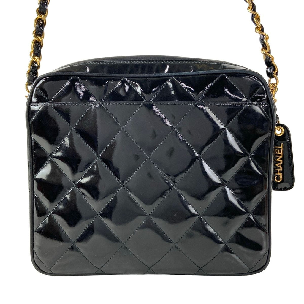Chanel Shoulder Bag Quilted Black Gold Chain Flap Pocket Leather — view 3