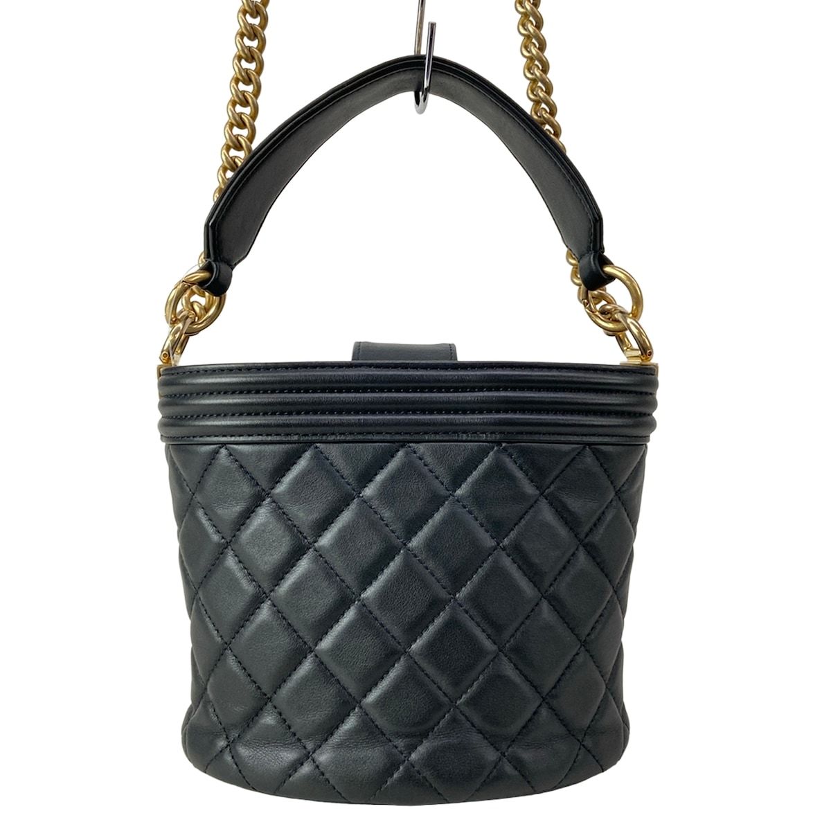 Chanel Shoulder Bag Boy Quilted Black Chain Gold 2-Way Lambskin — view 3
