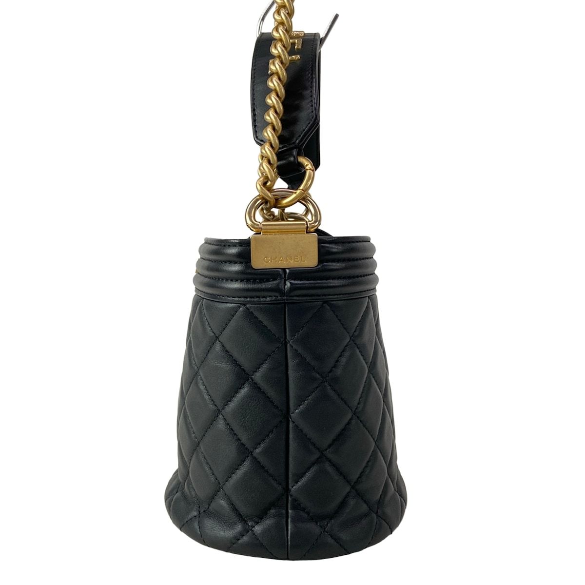 Chanel Shoulder Bag Boy Quilted Black Chain Gold 2-Way Lambskin — view 4