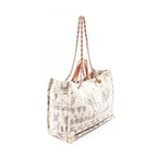 Chanel Tote Bag CC Logo 2-Way Off White Black Camel Canvas Leather Shoulder — view 2