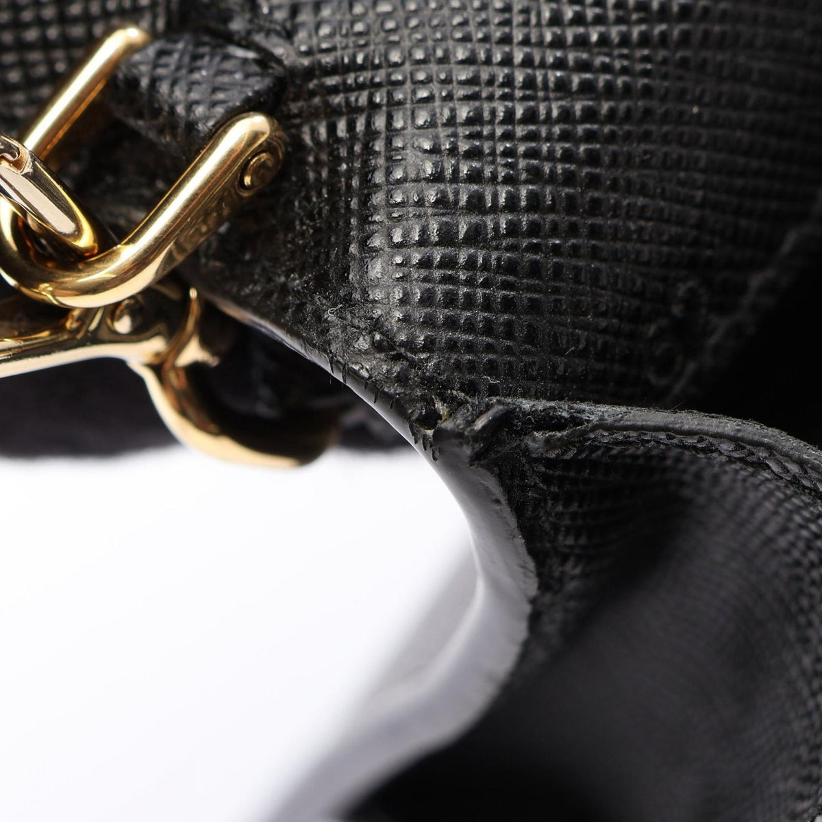 Prada Shoulder Bag Saffiano Triangle Logo Black Leather Mini — view 8