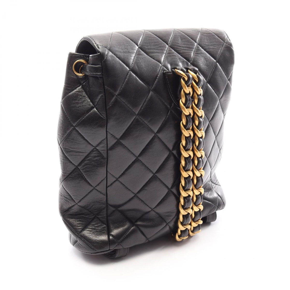 Chanel Backpack Quilted Turnlock Chain Black Lambskin Double — view 2