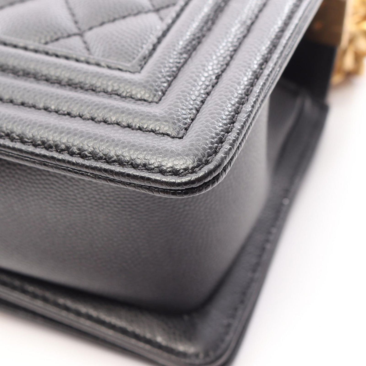 Chanel Shoulder Bag Boy Small Black Caviar Leather Chain — view 7