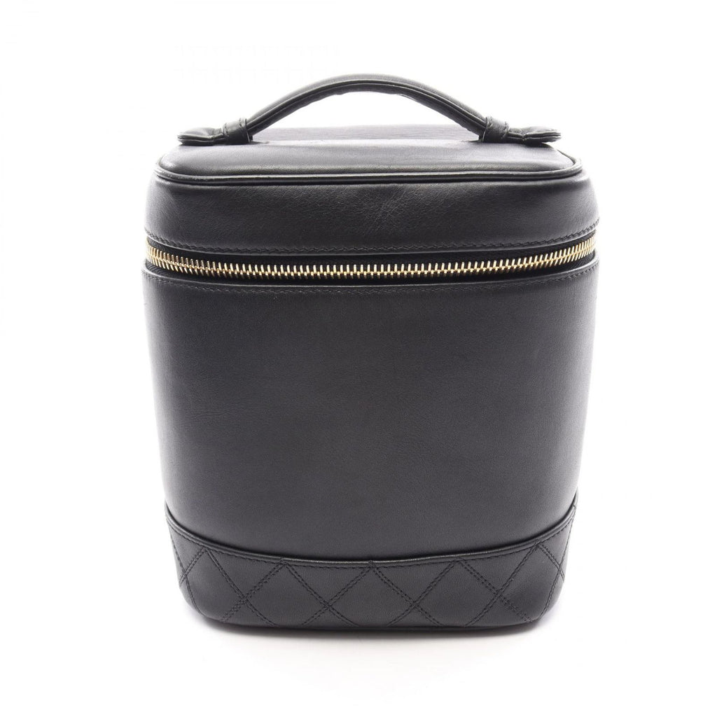 Chanel Handbag Bicolor Black Leather Vertical Vanity