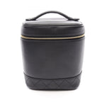 Chanel Handbag Bicolor Black Leather Vertical Vanity