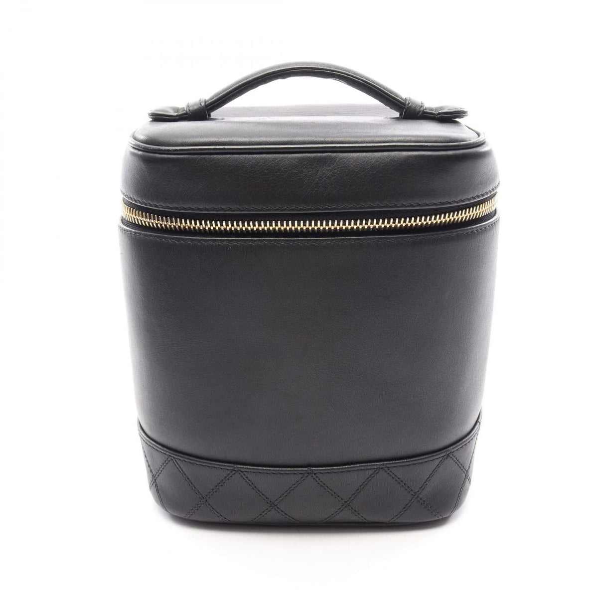 Chanel Handbag Bicolor Black Leather Vertical Vanity