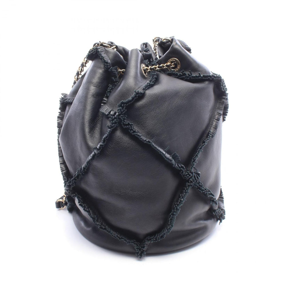 Chanel Shoulder Bag CC Logo Fringe Black Lambskin — view 2
