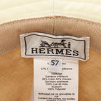 Hermes Hat Red H-cut Bucket Hat Cream Cotton — view 4