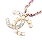 Chanel Necklace CC Logo Leather
