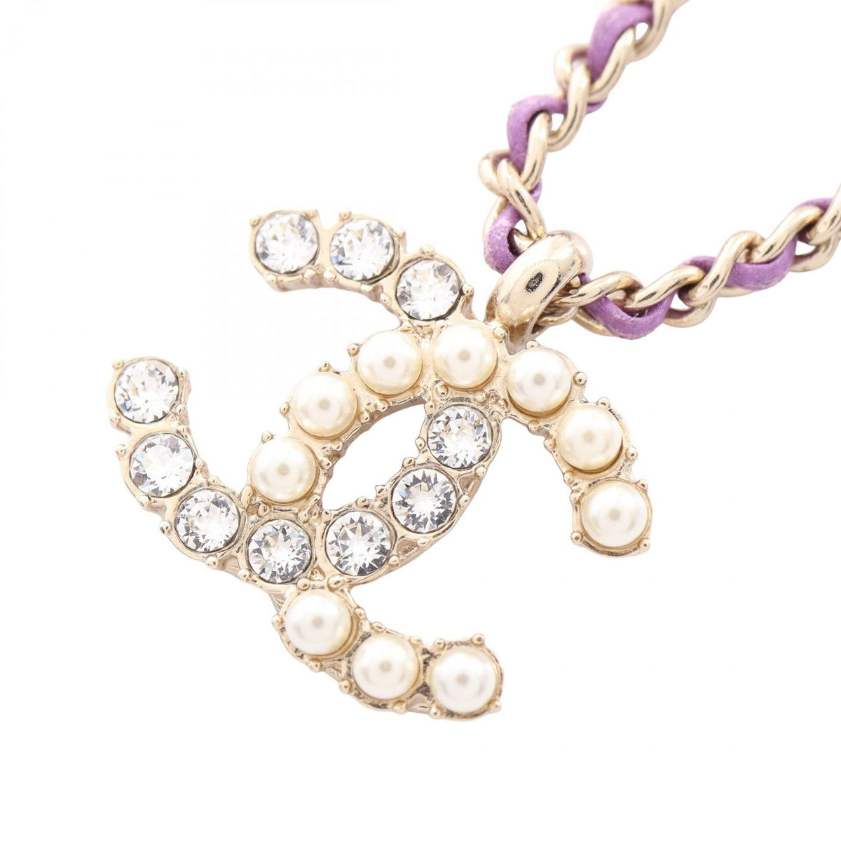 Chanel Necklace CC Logo Leather