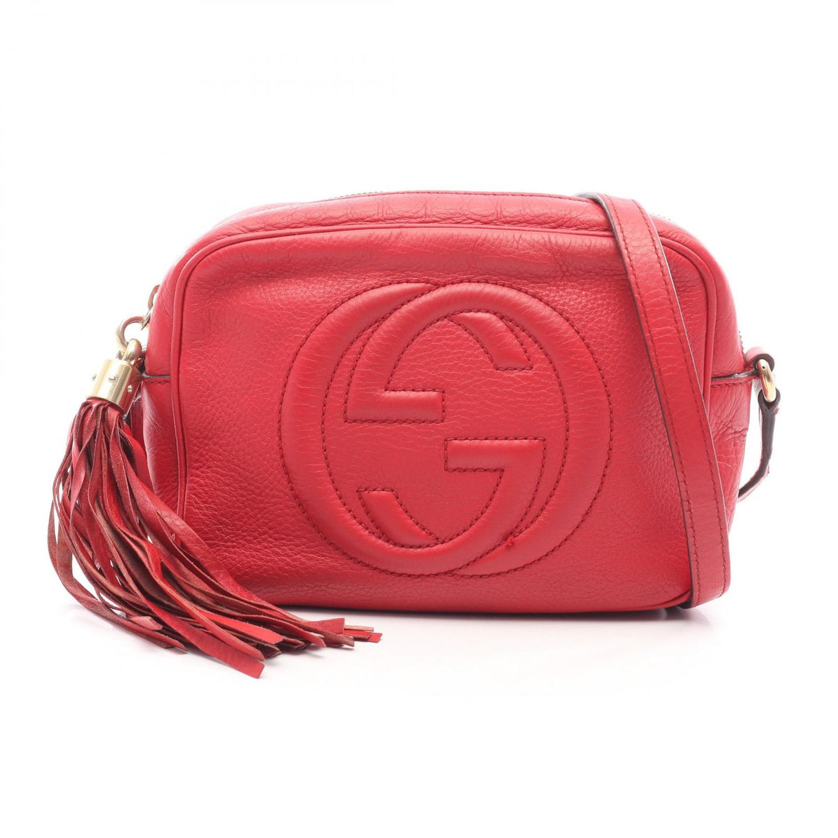Gucci Shoulder Bag Soho Disco Interlocking G Red Leather