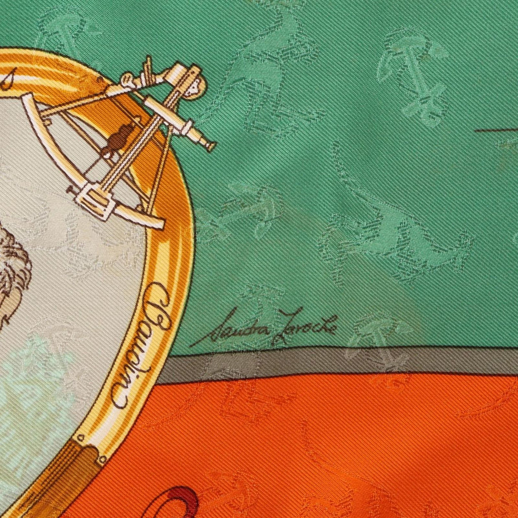 Hermes Scarf Carre 90 le Geographe Orange Silk — view 7