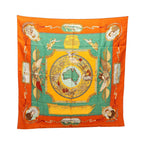 Hermes Scarf Carre 90 le Geographe Orange Silk