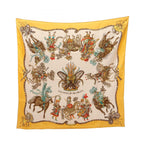 Hermes Scarf Carre 90 les Fetes du Roi Soleil Yellow Silk
