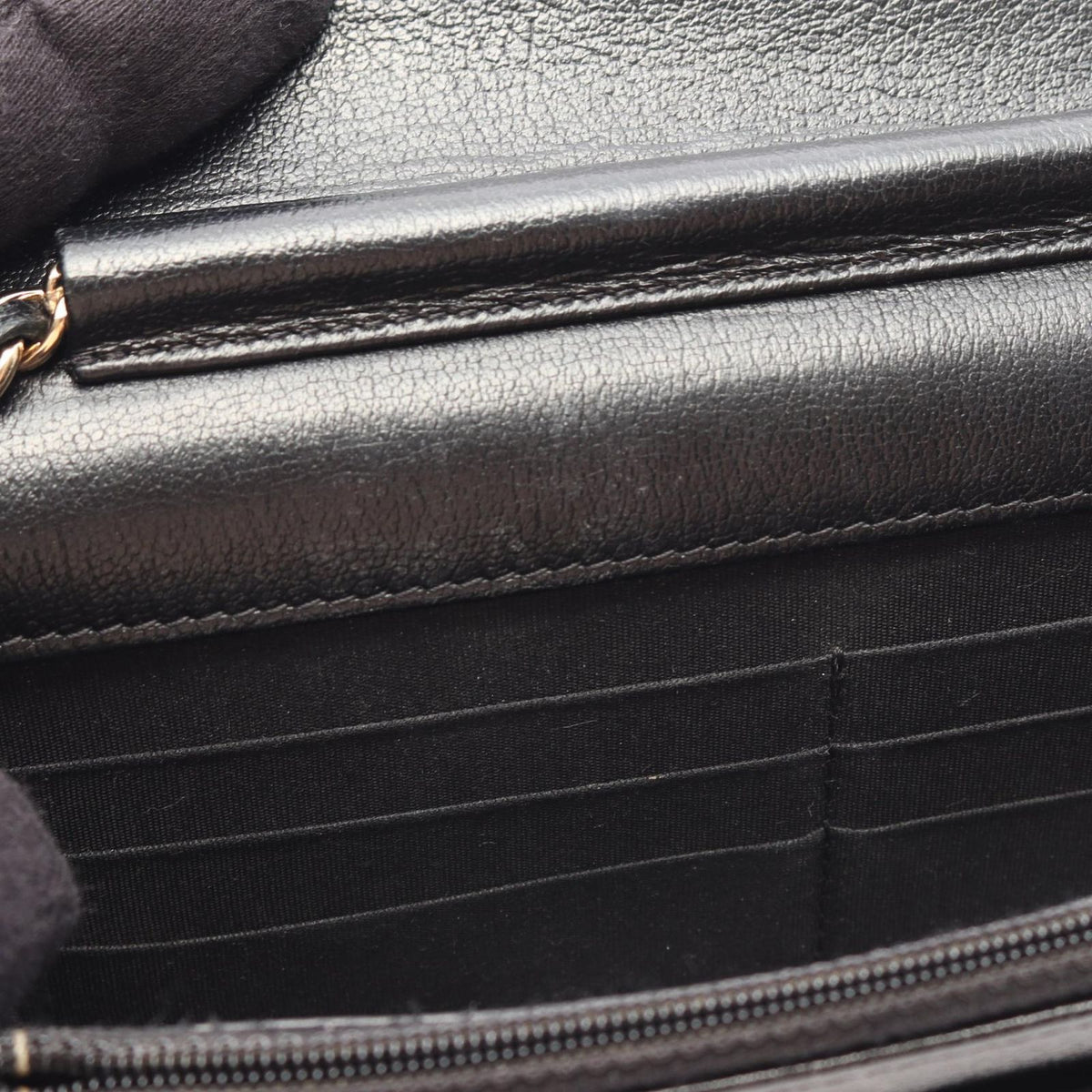 Chanel Shoulder Bag Quilted Studs Black Leather Chain Wallet — view 7