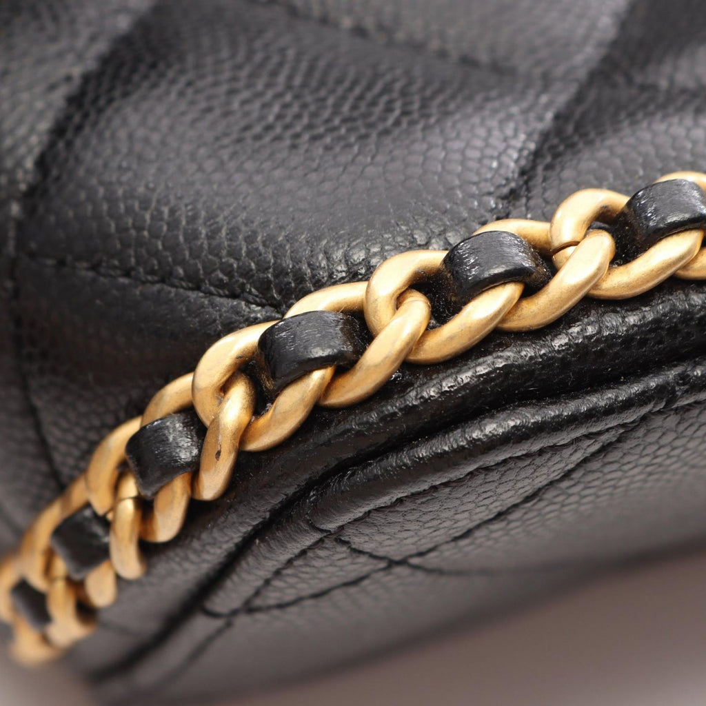Chanel Backpack Quilted Camellia Black Caviar Leather Chain — view 6