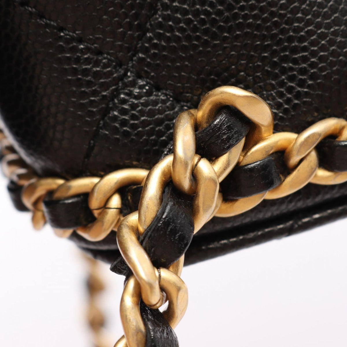 Chanel Backpack Quilted Camellia Black Caviar Leather Chain — view 8