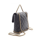 Chanel Backpack Quilted Camellia Black Caviar Leather Chain — view 2
