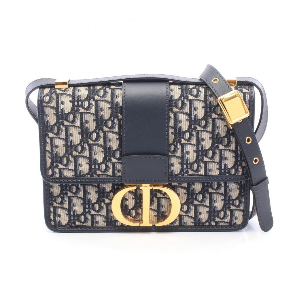 Dior Shoulder Bag 30 Montaigne Navy Ivory Canvas Leather Oblique