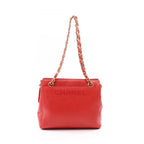 Chanel Shoulder Bag Logo Red Caviar Leather Chain
