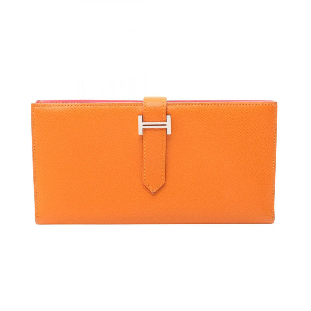 Hermes Bifold Wallet Bearn Soufflet Verso Apricot Rose Azalea