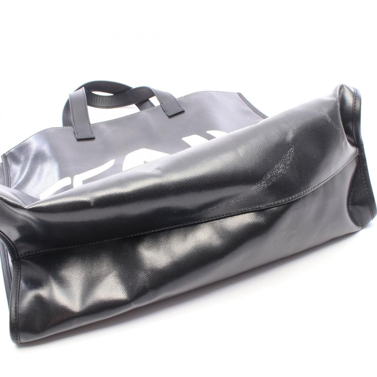 Fendi Tote Bag Black White Leather Big Logo Fish — view 6