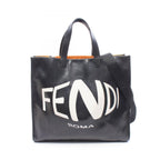 Fendi Tote Bag Black White Leather Big Logo Fish