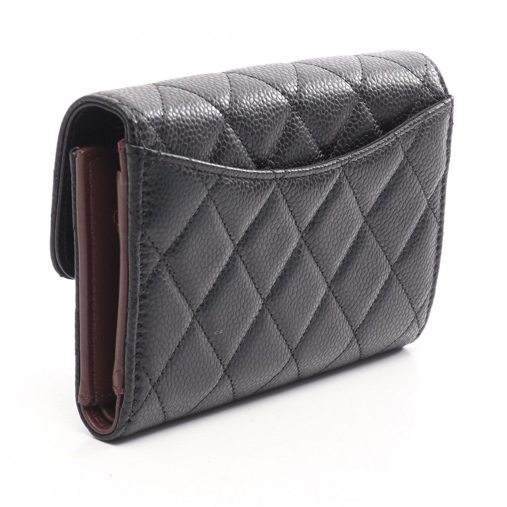 Chanel Trifold Wallet Quilted Black Caviar Leather — view 2