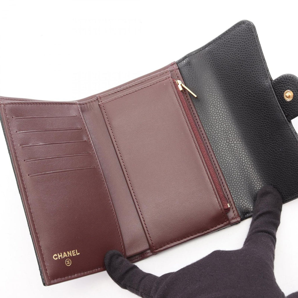 Chanel Trifold Wallet Quilted Black Caviar Leather — view 3